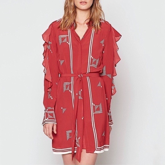 Joie Licia Ruffle Trimmed Printed Mini Dress - Picture 3 of 14